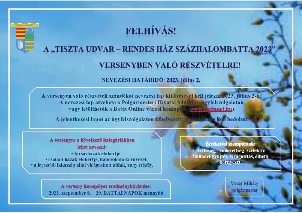 Újra Tiszta udvar – Rendes ház 2023 verseny és a virágosztás